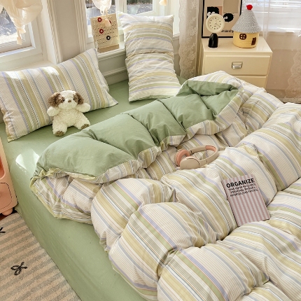 91家纺网 家纺一手货源 找家纺 （总）2025新款全棉纯棉13070韩版小清新系列床单床笠四件套