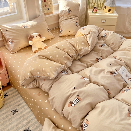 91家纺网 家纺一手货源 找家纺 （总）2025新款全棉纯棉13070韩版小清新系列床单床笠四件套