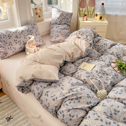 91家纺网 家纺一手货源 找家纺 （总）2025新款全棉纯棉13070韩版小清新系列床单床笠四件套