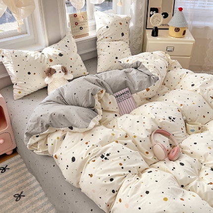 91家纺网 家纺一手货源 找家纺 （总）2025新款全棉纯棉13070韩版小清新系列床单床笠四件套