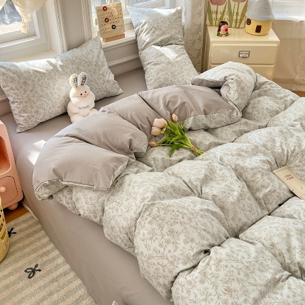 91家纺网 家纺一手货源 找家纺 （总）2025新款全棉纯棉13070韩版小清新系列床单床笠四件套