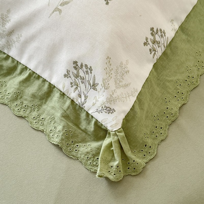 91家纺网 家纺一手货源 找家纺 苏米娜家纺2025韩版复古花边针织棉双层纱四件套A类母婴级有氧双层纱针织棉亲肤小清新印花 莫奈