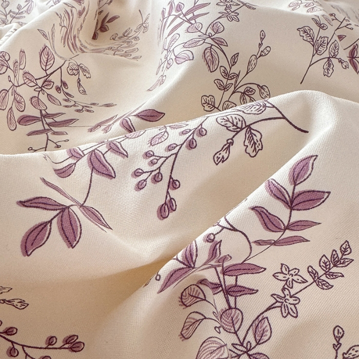 91家纺网 家纺一手货源 找家纺 苏米娜家纺2025韩版复古花边针织棉双层纱四件套A类母婴级有氧双层纱针织棉亲肤小清新印花  紫藤 