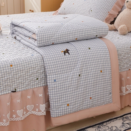 91家纺网 家纺一手货源 找家纺 2025针织棉夏被四件套夏被空调被夏被四件套直播爆款 波点米