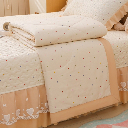 91家纺网 家纺一手货源 找家纺 2025针织棉夏被四件套夏被空调被夏被四件套直播爆款 波点米