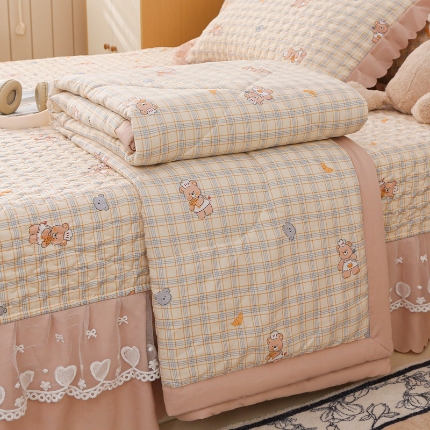 91家纺网 家纺一手货源 找家纺 2025针织棉夏被四件套夏被空调被夏被四件套直播爆款 波点米