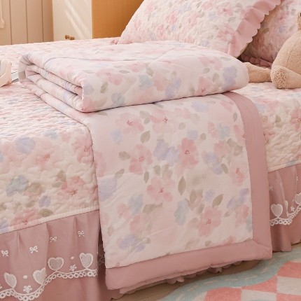 91家纺网 家纺一手货源 找家纺 2025针织棉夏被四件套夏被空调被夏被四件套直播爆款 波点米