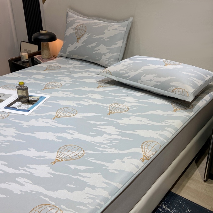 91家纺网 家纺一手货源 找家纺 蝶帕家纺 2025新品A类PE高分子乙纶复合三明治提花冰丝席 浪漫气球 床笠