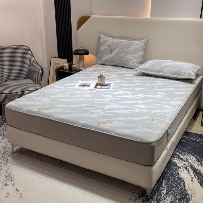 91家纺网 家纺一手货源 找家纺 蝶帕家纺 2025新品A类PE高分子乙纶复合三明治提花冰丝席 浪漫气球 床笠