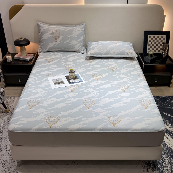 91家纺网 家纺一手货源 找家纺 蝶帕家纺 2025新品A类PE高分子乙纶复合三明治提花冰丝席 浪漫气球 床笠