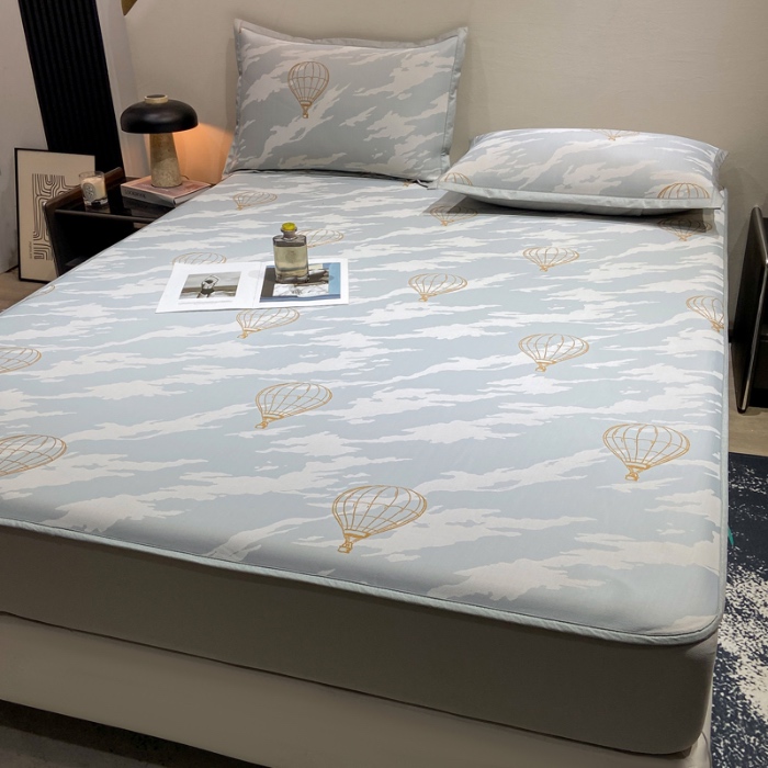 91家纺网 家纺一手货源 找家纺 蝶帕家纺 2025新品A类PE高分子乙纶复合三明治提花冰丝席 浪漫气球 床笠