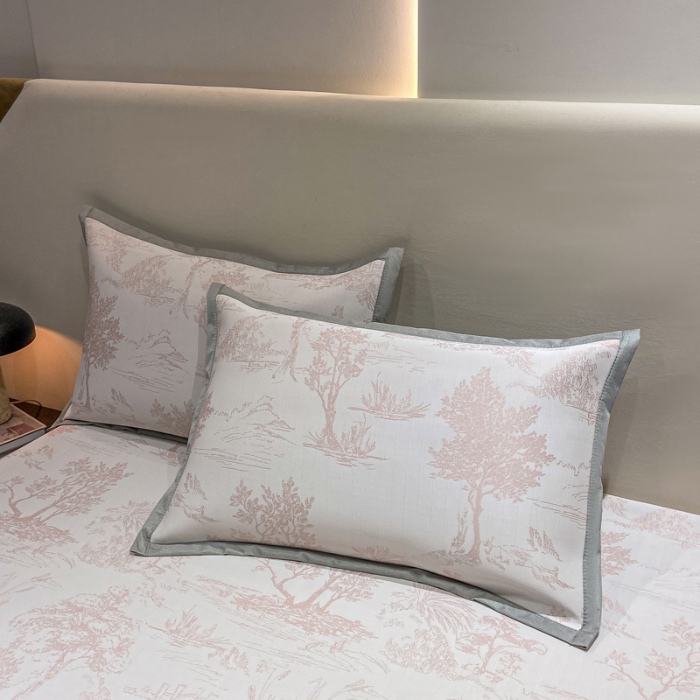 91家纺网 家纺一手货源 找家纺 蝶帕家纺 2025新品A类PE高分子乙纶复合三明治提花冰丝席 林间秘境-粉 床笠