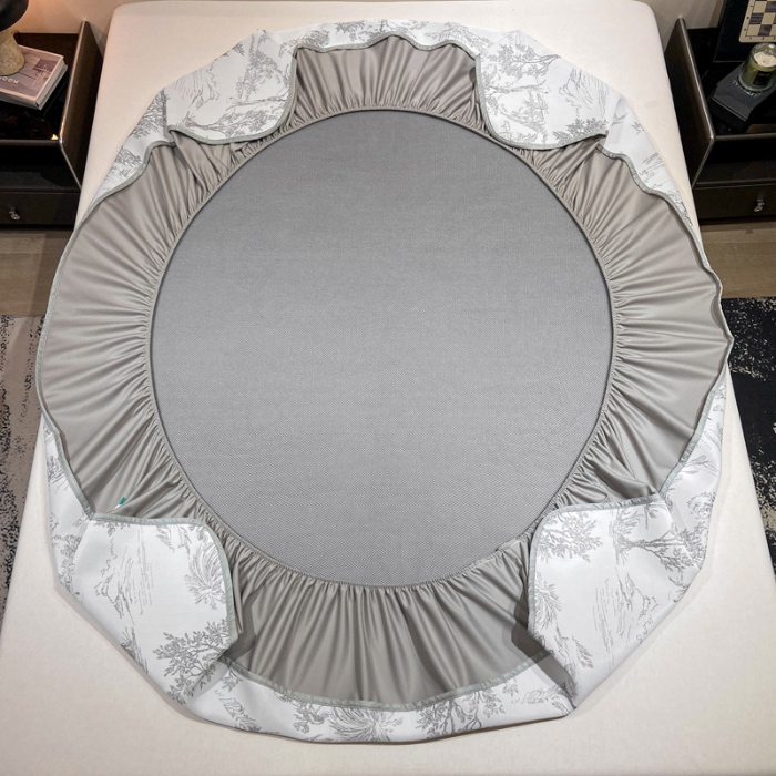 91家纺网 家纺一手货源 找家纺 蝶帕家纺 2025新品A类PE高分子乙纶复合三明治提花冰丝席 林间秘境-灰 床笠