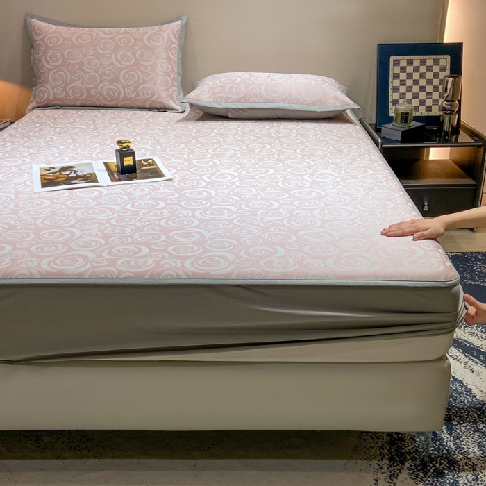 91家纺网 家纺一手货源 找家纺 蝶帕家纺 2025新品A类PE高分子乙纶复合三明治提花冰丝席 玫瑰花海 床笠