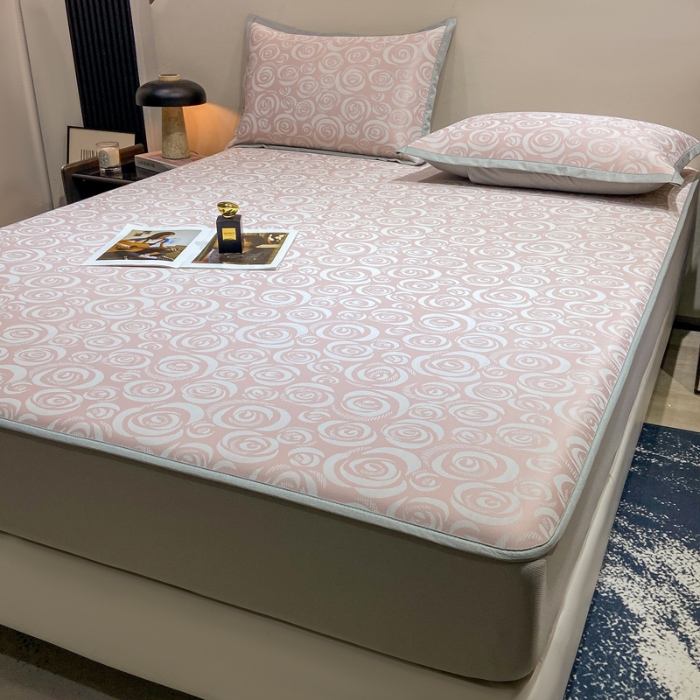 91家纺网 家纺一手货源 找家纺 蝶帕家纺 2025新品A类PE高分子乙纶复合三明治提花冰丝席 玫瑰花海 床笠