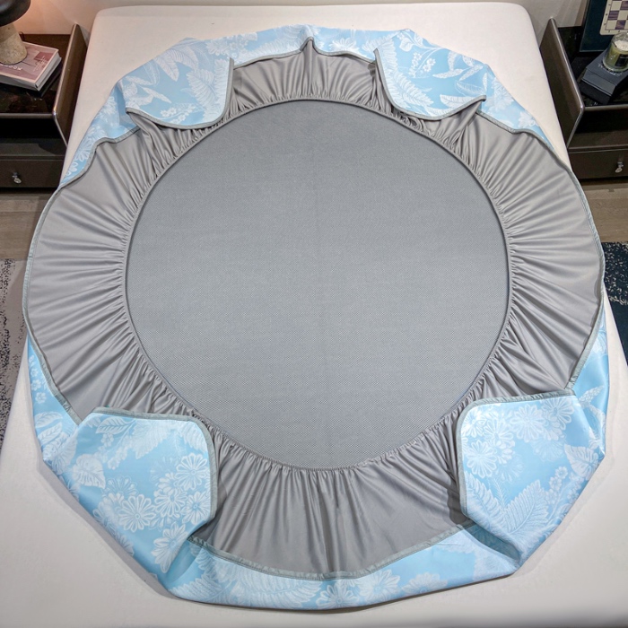 91家纺网 家纺一手货源 找家纺 蝶帕家纺 2025新品A类PE高分子乙纶复合三明治提花冰丝席 热带雨林 床笠