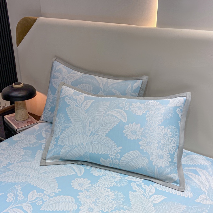 91家纺网 家纺一手货源 找家纺 蝶帕家纺 2025新品A类PE高分子乙纶复合三明治提花冰丝席 热带雨林 床笠