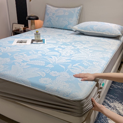 蝶帕家纺 2025新品A类PE高分子乙纶复合三明治提花冰丝席 热带雨林 床笠