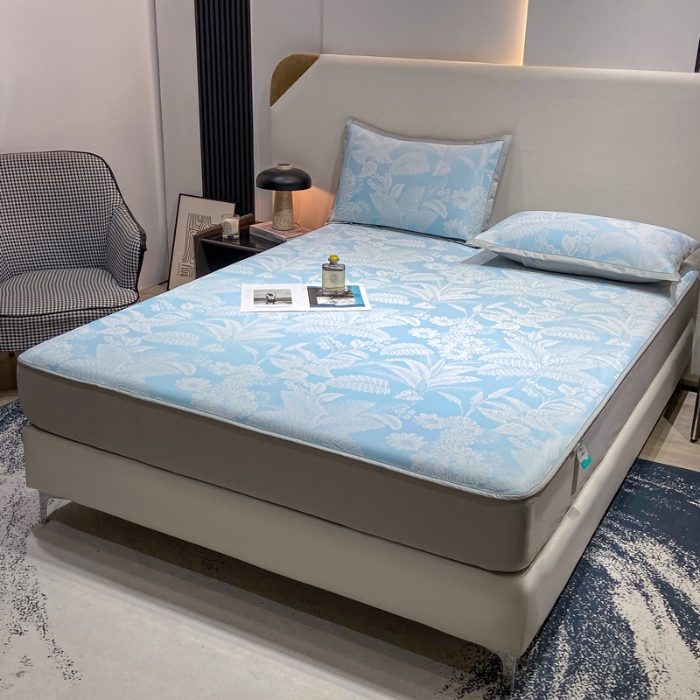 91家纺网 家纺一手货源 找家纺 蝶帕家纺 2025新品A类PE高分子乙纶复合三明治提花冰丝席 热带雨林 床笠