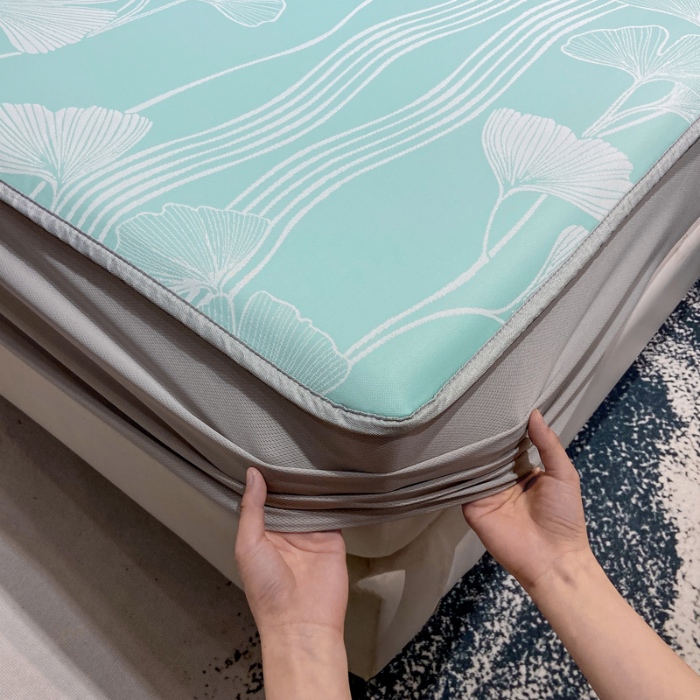 91家纺网 家纺一手货源 找家纺 蝶帕家纺 2025新品A类PE高分子乙纶复合三明治提花冰丝席 叶韵 床笠