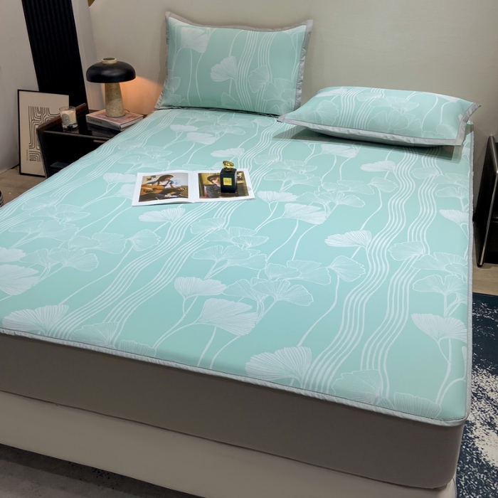 91家纺网 家纺一手货源 找家纺 蝶帕家纺 2025新品A类PE高分子乙纶复合三明治提花冰丝席 叶韵 床笠