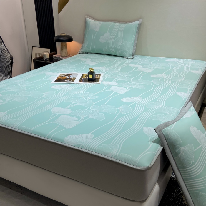 91家纺网 家纺一手货源 找家纺 蝶帕家纺 2025新品A类PE高分子乙纶复合三明治提花冰丝席 叶韵 床笠