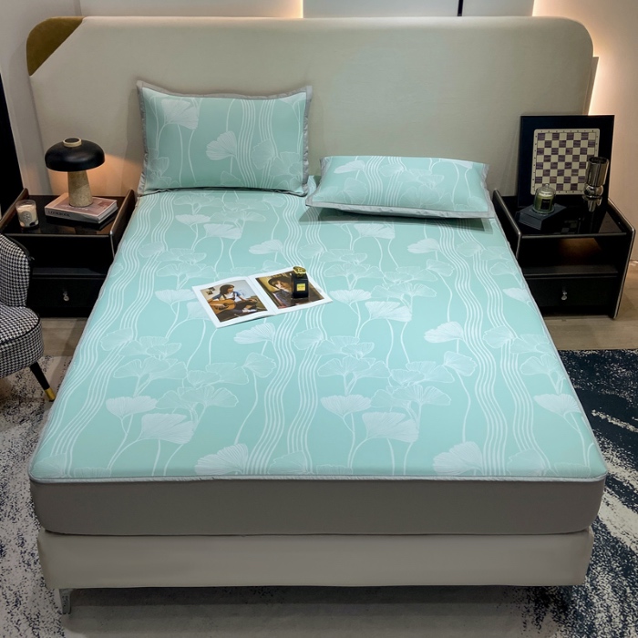 91家纺网 家纺一手货源 找家纺 蝶帕家纺 2025新品A类PE高分子乙纶复合三明治提花冰丝席 叶韵 床笠