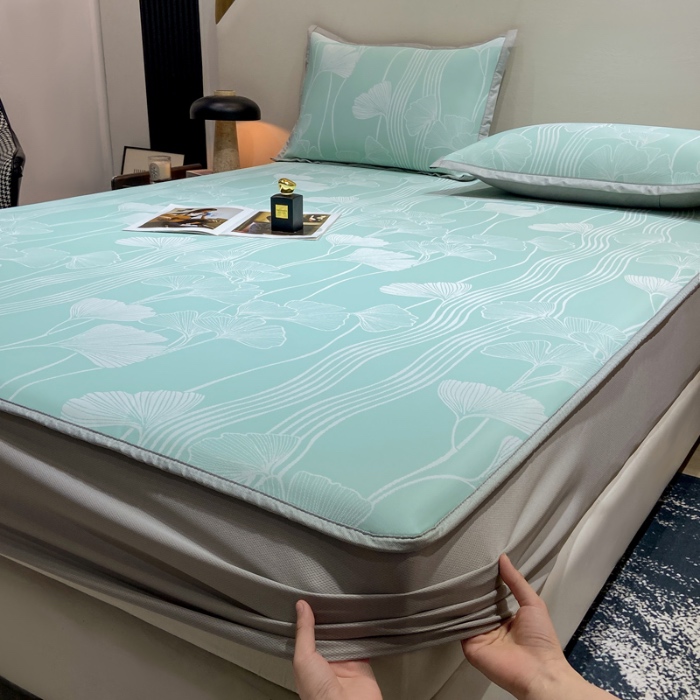 91家纺网 家纺一手货源 找家纺 蝶帕家纺 2025新品A类PE高分子乙纶复合三明治提花冰丝席 叶韵 床笠