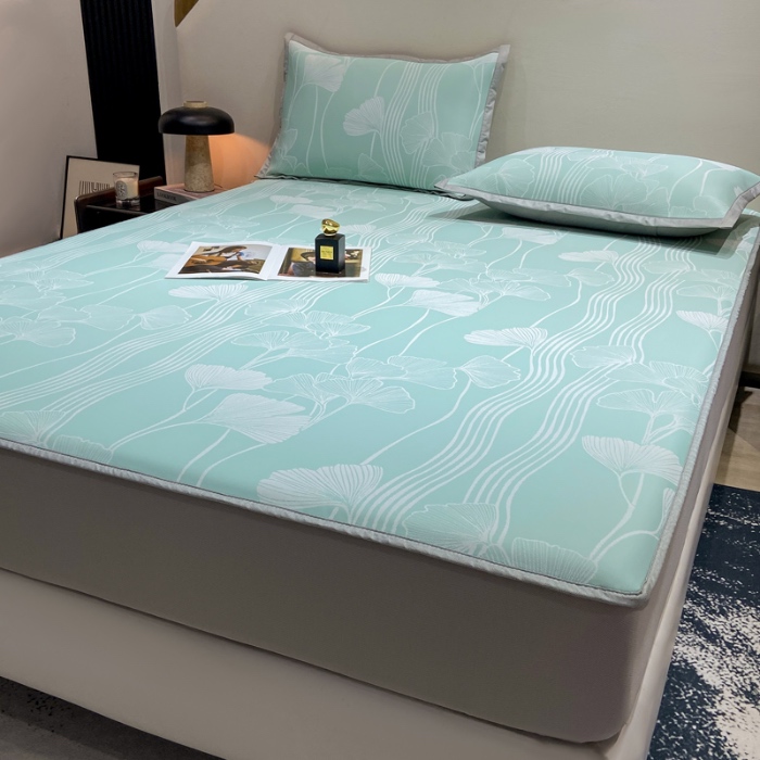 91家纺网 家纺一手货源 找家纺 蝶帕家纺 2025新品A类PE高分子乙纶复合三明治提花冰丝席 叶韵 床笠