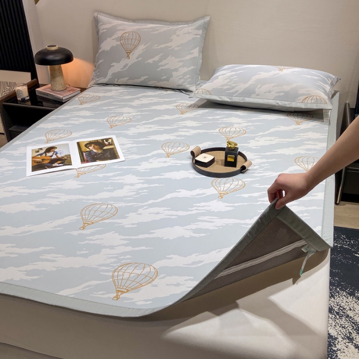 91家纺网 家纺一手货源 找家纺 蝶帕家纺 2025新品A类PE高分子乙纶复合三明治提花冰丝席 浪漫气球 床席