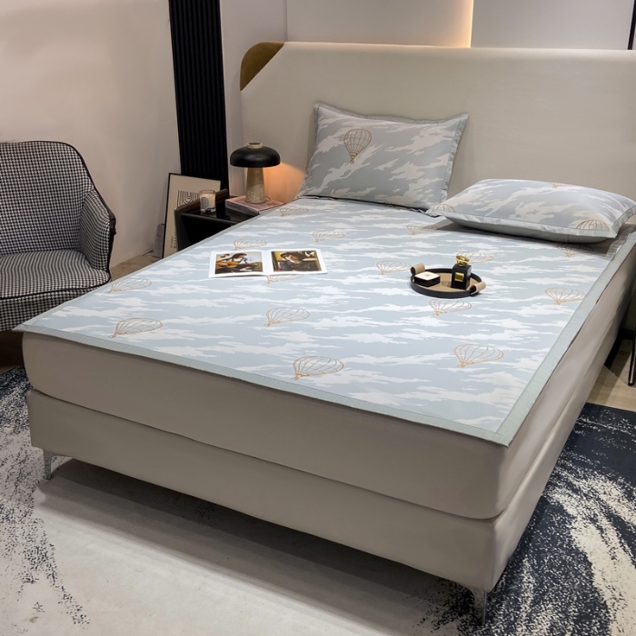 91家纺网 家纺一手货源 找家纺 蝶帕家纺 2025新品A类PE高分子乙纶复合三明治提花冰丝席 浪漫气球 床席