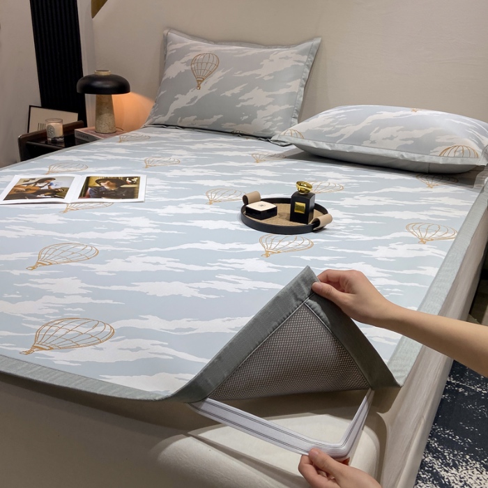 91家纺网 家纺一手货源 找家纺 蝶帕家纺 2025新品A类PE高分子乙纶复合三明治提花冰丝席 浪漫气球 床席