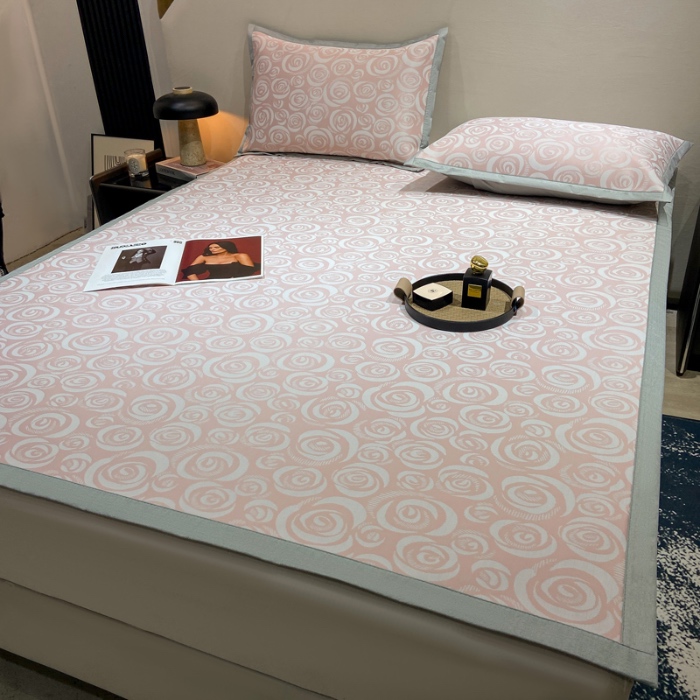 91家纺网 家纺一手货源 找家纺 蝶帕家纺 2025新品A类PE高分子乙纶复合三明治提花冰丝席 玫瑰花海 床席