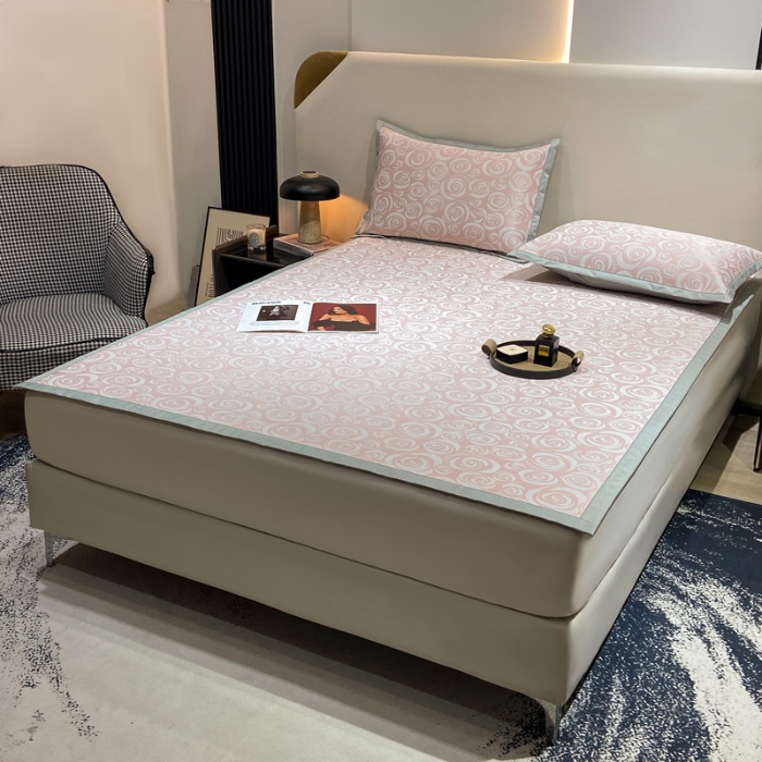 91家纺网 家纺一手货源 找家纺 蝶帕家纺 2025新品A类PE高分子乙纶复合三明治提花冰丝席 玫瑰花海 床席