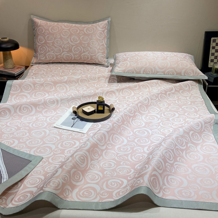 91家纺网 家纺一手货源 找家纺 蝶帕家纺 2025新品A类PE高分子乙纶复合三明治提花冰丝席 玫瑰花海 床席