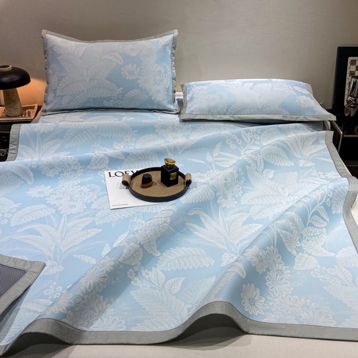 91家纺网 家纺一手货源 找家纺 蝶帕家纺 2025新品A类PE高分子乙纶复合三明治提花冰丝席 热带雨林 床席