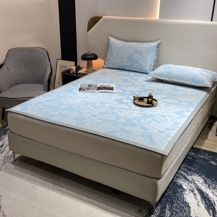 91家纺网 家纺一手货源 找家纺 蝶帕家纺 2025新品A类PE高分子乙纶复合三明治提花冰丝席 热带雨林 床席