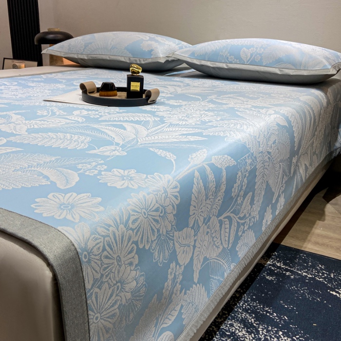 91家纺网 家纺一手货源 找家纺 蝶帕家纺 2025新品A类PE高分子乙纶复合三明治提花冰丝席 热带雨林 床席