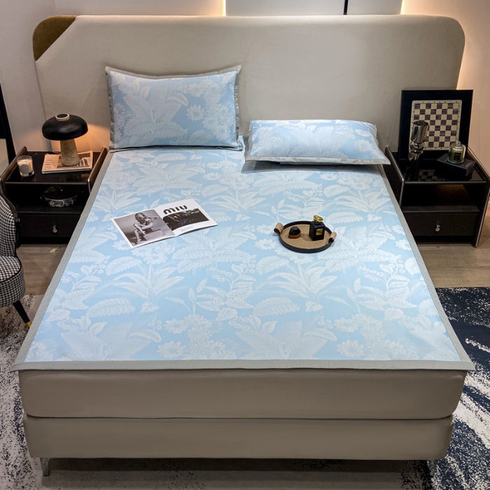 91家纺网 家纺一手货源 找家纺 蝶帕家纺 2025新品A类PE高分子乙纶复合三明治提花冰丝席 热带雨林 床席