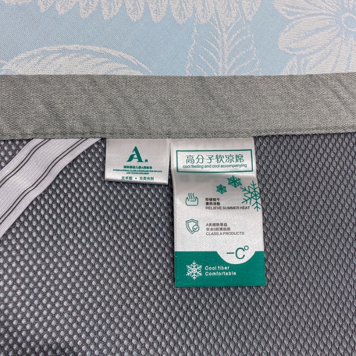 91家纺网 家纺一手货源 找家纺 蝶帕家纺 2025新品A类PE高分子乙纶复合三明治提花冰丝席 热带雨林 床席