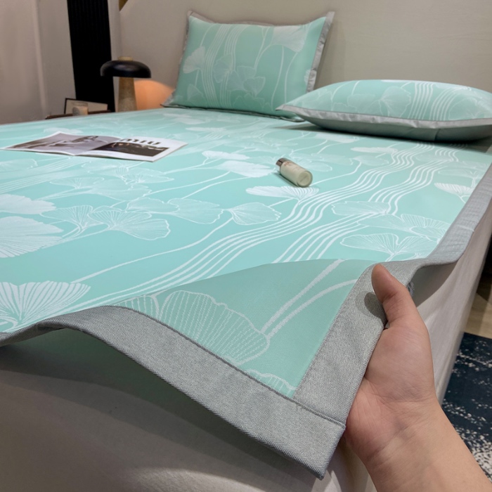 91家纺网 家纺一手货源 找家纺 蝶帕家纺 2025新品A类PE高分子乙纶复合三明治提花冰丝席 叶韵 床席