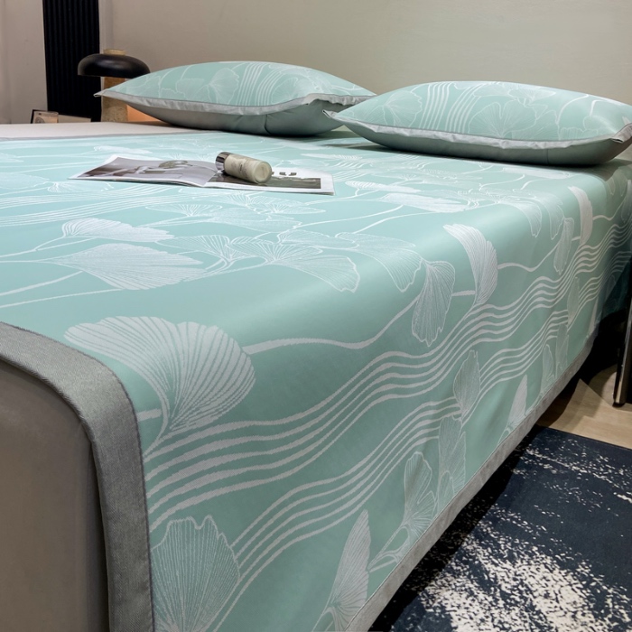 91家纺网 家纺一手货源 找家纺 蝶帕家纺 2025新品A类PE高分子乙纶复合三明治提花冰丝席 叶韵 床席