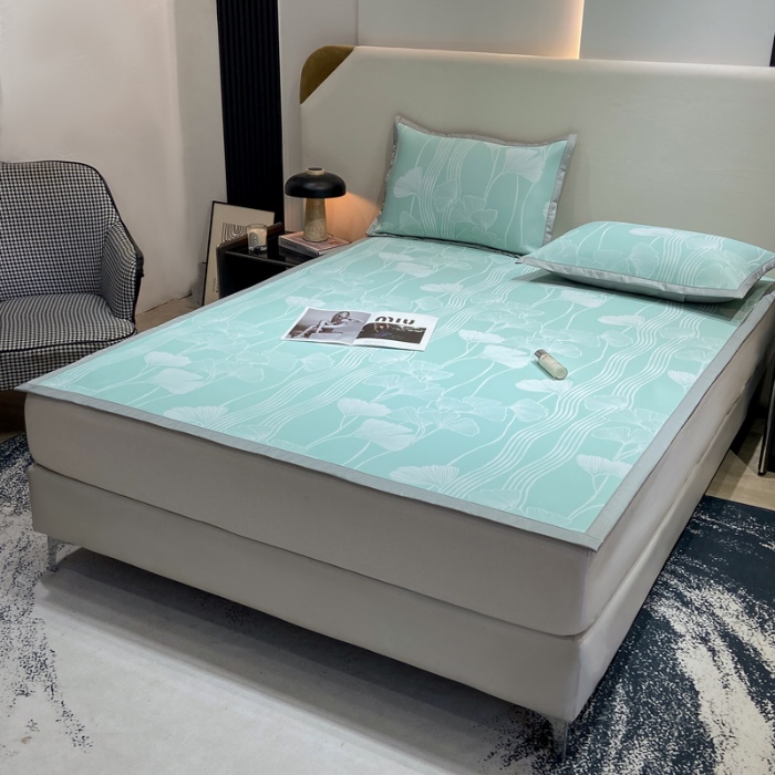 91家纺网 家纺一手货源 找家纺 蝶帕家纺 2025新品A类PE高分子乙纶复合三明治提花冰丝席 叶韵 床席