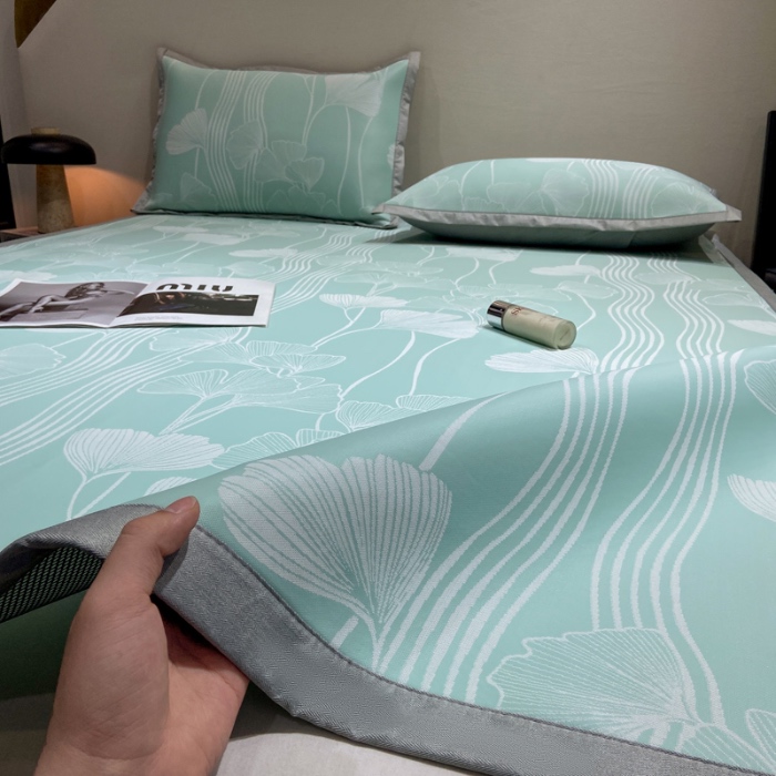 91家纺网 家纺一手货源 找家纺 蝶帕家纺 2025新品A类PE高分子乙纶复合三明治提花冰丝席 叶韵 床席