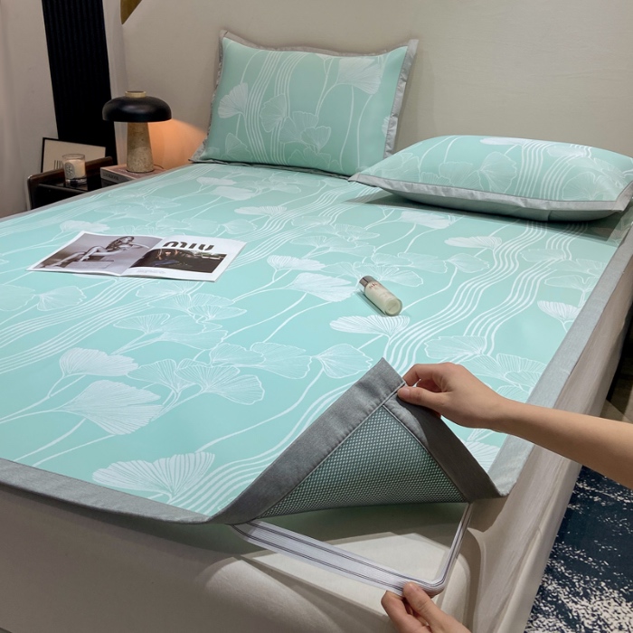 91家纺网 家纺一手货源 找家纺 蝶帕家纺 2025新品A类PE高分子乙纶复合三明治提花冰丝席 叶韵 床席