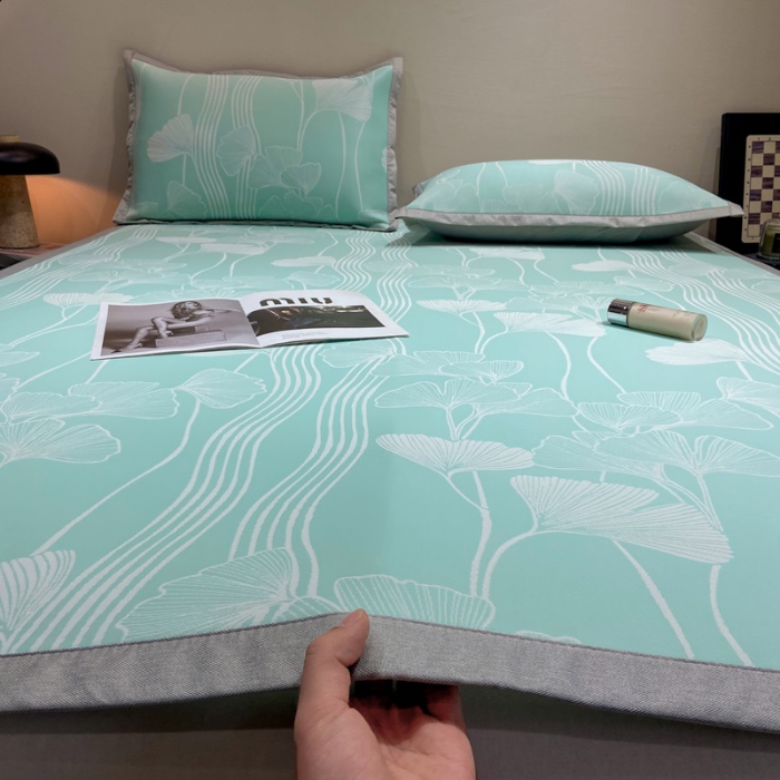 91家纺网 家纺一手货源 找家纺 蝶帕家纺 2025新品A类PE高分子乙纶复合三明治提花冰丝席 叶韵 床席