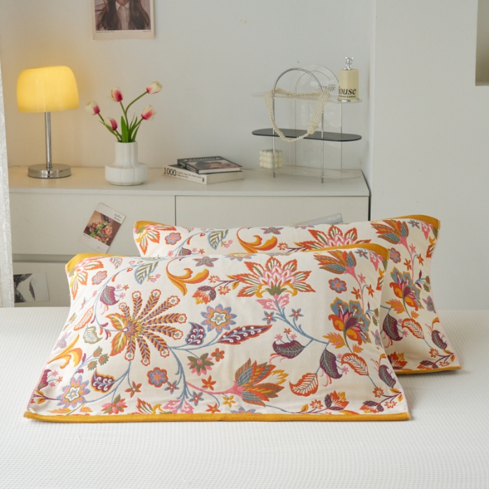 91家纺网 家纺一手货源 找家纺 （总）棠薇家纺 2025新款八层枕巾加厚纱布枕巾花卉系列