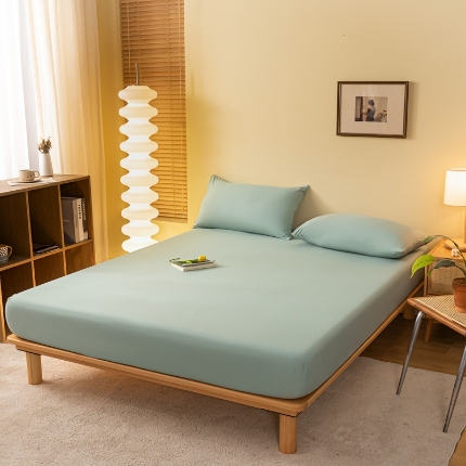 91家纺网 家纺一手货源 找家纺 （总）跨境外贸专供/纯色床单床笠柔软亲肤透气床上用品水洗棉四季通用酒店床垫保护罩超细纤维磨毛工艺床套