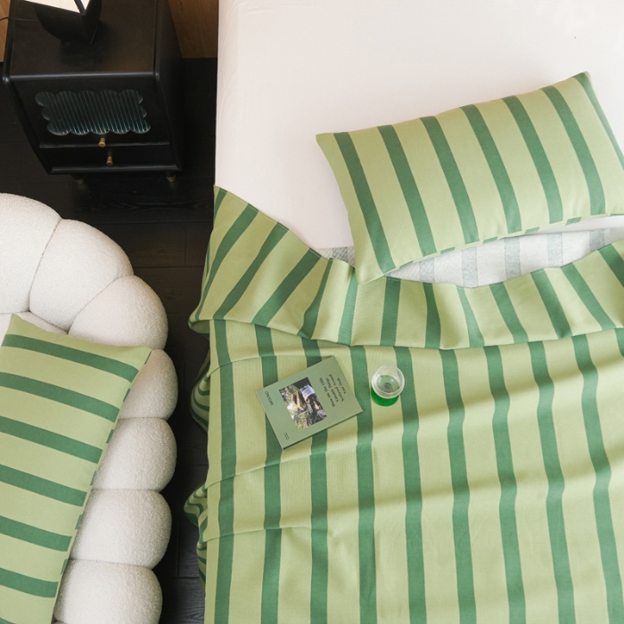 91家纺网 家纺一手货源 找家纺 慕绸家纺（原萌宝老粗布厂家） 2025新款老粗布老帆布空调软凉席原棉粗纱系列床单三件套 冰美式绿