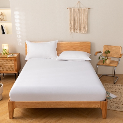 91家纺网 家纺一手货源 找家纺 （总）跨境专供13372喷气织造全棉床笠纯棉纯色三件套